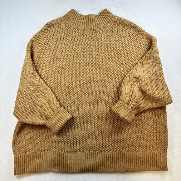 Ava & Viv Womens Sweater D.Tan Sz 4X Mock Neck Pullover Chunky Oldmoney preppy - Picture 5 of 10